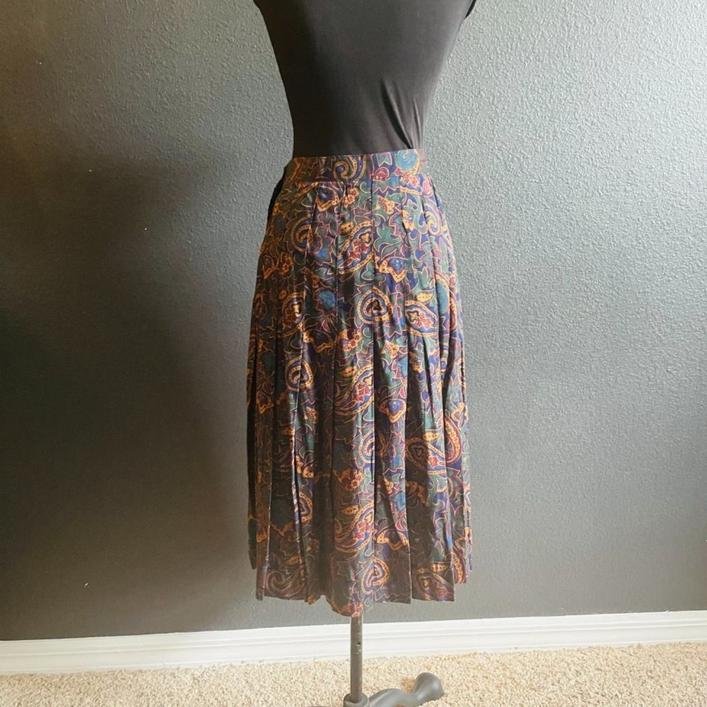 Herman Geist Women's Vintage Paisley Pleated Skirt Size 12 - Picture 5 of 12